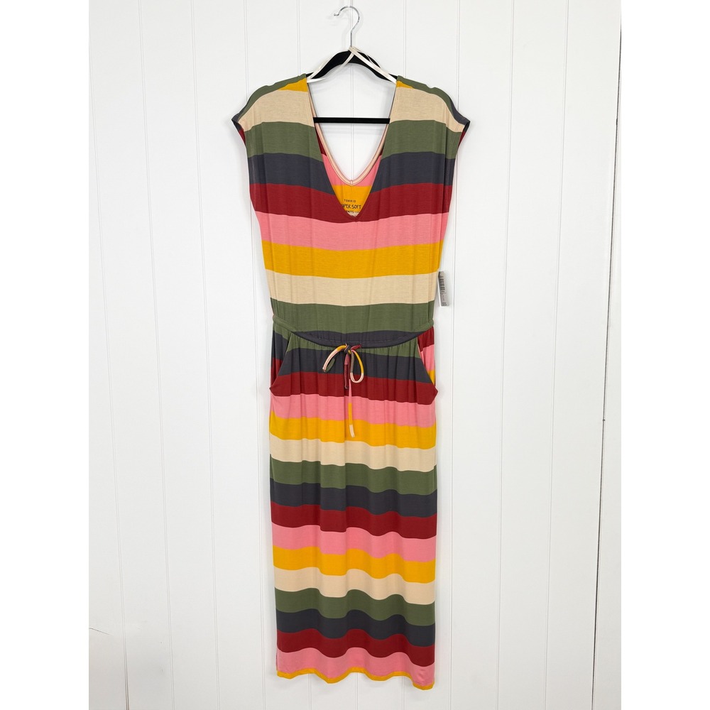 Torid Super Soft Dolman Midi Dress NWT Womens 0 L 12 Multi Striped Pockets NEW